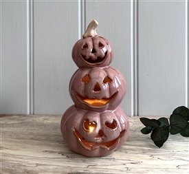 Ceramic Pumpkin Triple Stack LED Ornament 18cm