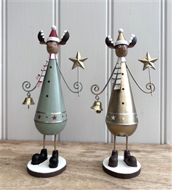 2asst Detailed Metal Reindeer Figurines 19cm