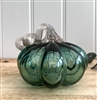 Luxury Handblown Glass Pumpkin Ornament - Bottle Green 13cm