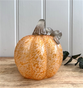 Luxury Handblown Glass Pumpkin Ornament - Orange Swirl 12cm