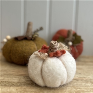 Small Fabric Pumpkin 10cm - White