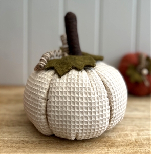Large Fabric Pumpkin 16cm - Cream Honeycomb