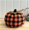 Large Fabric Pumpkin 16cm - Orange Check