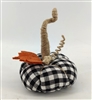 Medium Fabric Pumpkin with Tall Stalk 15cm - Black Check