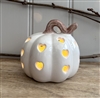 Ceramic LED Lightup Pumpkin 11cm - White