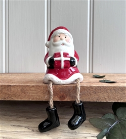 Ceramic Dangly Legged Ornament - Santa