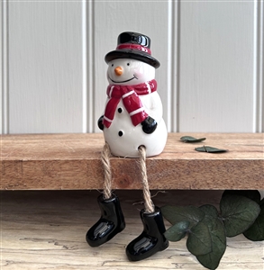 Ceramic Dangly Legged Ornament - Snowman