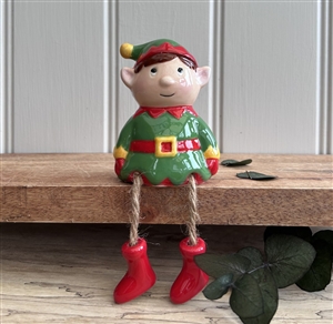 Ceramic Dangly Legged Ornament - Elf