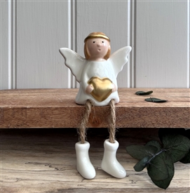 Ceramic Dangly Legged Ornament - Angel