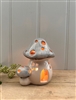 Ceramic Mushroom / Toadstool Tealight Holder 15cm - Grey