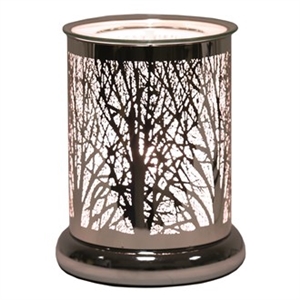 DUE EARLY JULY - 25W White And Silver Touch Sensitive Aroma Lamp 17cm - Tree Silhouette