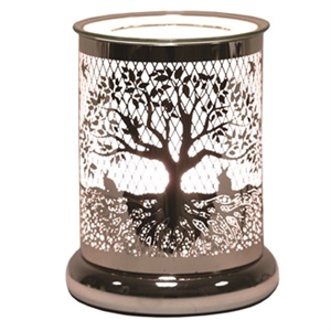 DUE EARLY JULY - 25W White And Silver Touch Sensitive Aroma Lamp 17cm - Tree of Life
