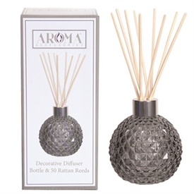 Grey Medium 200ml Glass Bottle & 50 Diffuser Sticks (NO OIL) 10cm