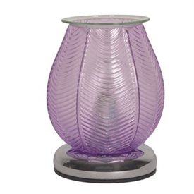 DUE APRIL H  40W Ribbed Glass Electric Aroma Lamp - Lilac Lustre 16cm