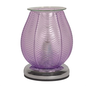 40W Ribbed Glass Electric Aroma Lamp - Lilac Lustre 16cm