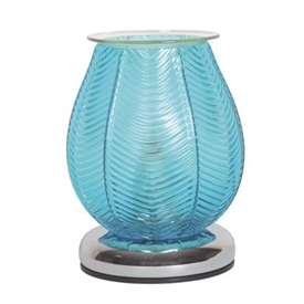 40W Ribbed Glass Electric Aroma Lamp - Aqua Lustre 16cm
