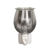 15W Ribbed Glass Electric Plugin Aroma Lamp - Silver Lustre 12cm