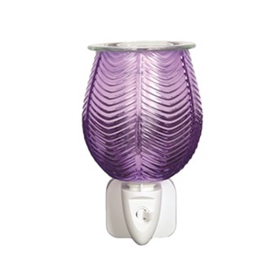 15W Ribbed Glass Electric Plugin Aroma Lamp - Lilac Lustre 12cm