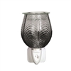 15W Ribbed Glass Electric Plugin Aroma Lamp - Grey Lustre 12cm