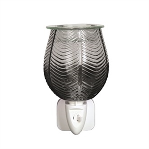 15W Ribbed Glass Electric Plugin Aroma LampGrey Lustre 12cm