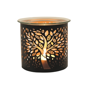 Black Wax/Oil Burner / Candle Holder - Tree Of Life