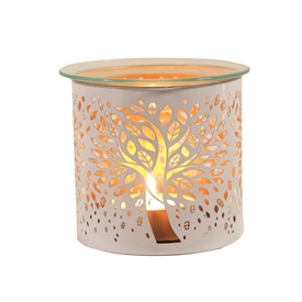 White Wax/Oil Burner / Candle Holder  - Tree Of Life