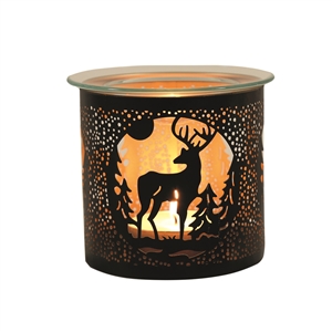 Black Wax/Oil Burner / Candle Holder - Stag