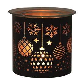 Black Wax/Oil Burner / Candle Holder - Baubles 10.5cm