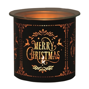 Black Wax/Oil Burner / Candle Holder - Merry Christmas 10.5cm