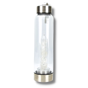 Reusable Crystal Water Bottle with Clear Quartz Tower