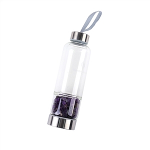 Reusable Crystal Water Bottle with Amethyst Base