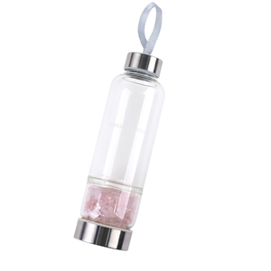 Reusable Crystal Water Bottle with Rose Quartz Base