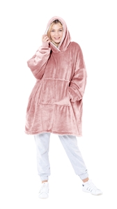 One Size Eskimo Sherpa Lined Blanket Hoodie Pink