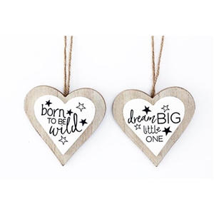 Double Wooden Hanging Heart 12x12cm