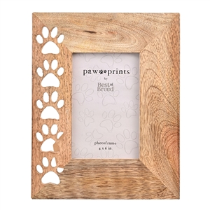DUE JUNE Best Of Breed Paw Print Wood  Photo Frame 4x6