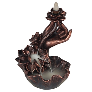 Bronze Hand With Flower Backflow Burner