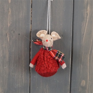 Small Red Fabric Hanging Mouse