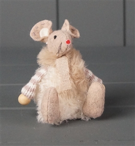 Sitting Fabric Mouse - Pink Stripes 8cm