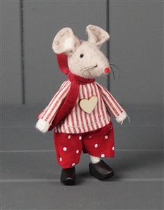 Fabric Mouse With Clogs - Boy 11cm