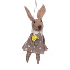 Hanging Wool Rabbit - Girl 14cm