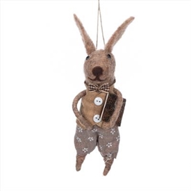 Hanging Wool Rabbit - Boy 15cm