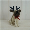 Woollen Sitting Dog With Antlers 11cm