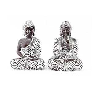 2asst Meditating Stone Buddha 13x18cm