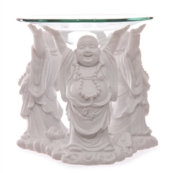 White Laughing Buddha Wax Melter / Oil Burner 12cm