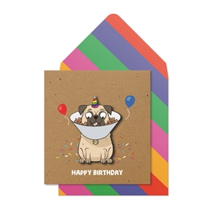 Birthday Pug Card 16cm