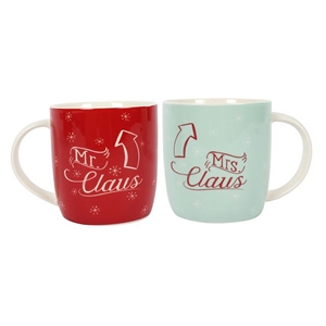 Set Of 2 Mr And Mrs Claus Mugs