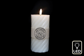Large Cream Twisted LED Pillar Candle - 15cm