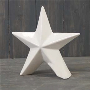 Ceramic White Star Decoration 18cm