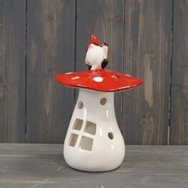 Red Ceramic Mushroom Tealight Holder