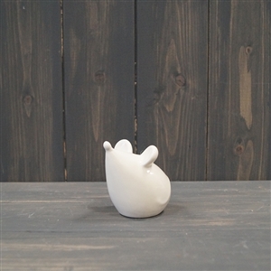 Small White Ceramic Mouse Ornament 9.5cm